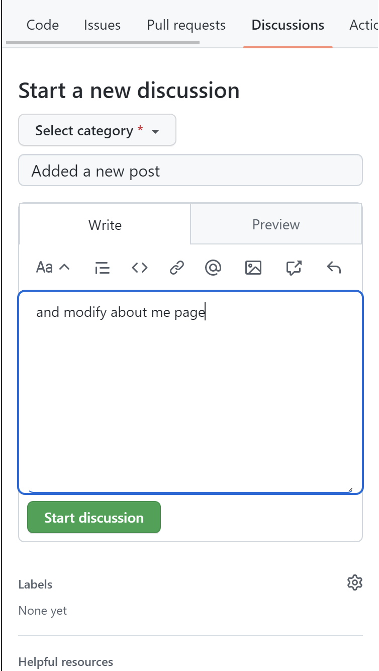 Leave a short note on GitHub Discussions